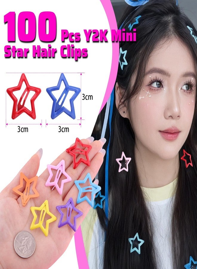Tinkrstuff 100 PCS Colorful Hair Clips, 1.18 Inch Y2K Accessories Star Hair Clips, Non-Slip Snap Small Star Colorful Barrettes Accessories for Girls Women, Fashion Cool Ornament Set for Rave Decor - Image 2